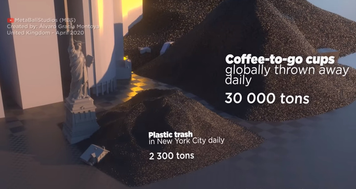 Наглядное сравнение объемов всего пластика в мире с Нью-Йорком (тревожное видео)