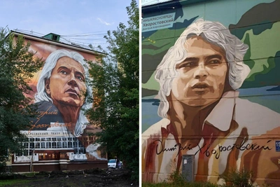В Красноярске появился новый мурал с Хворостовским