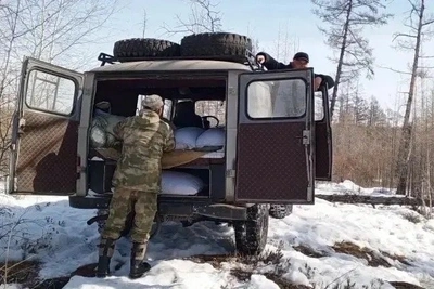 Инспекторы парка развезли корм для диких животных