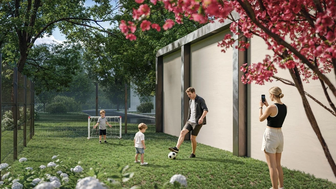 На закрытой территории появятся площадка для скейтбординга, мини-футбольное поле и зона для занятий на газоне | Источник: PAN City Group