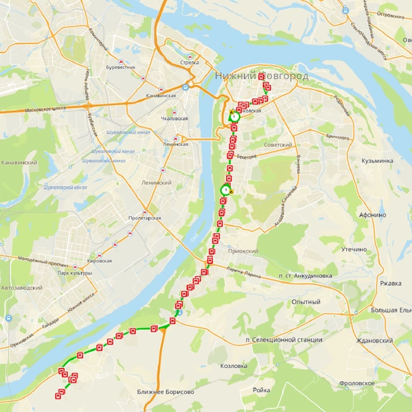 Выпуск маршрута № 1 на 17:00: в час пик работает всего два автобуса | Источник: asip.cds-nnov.ru