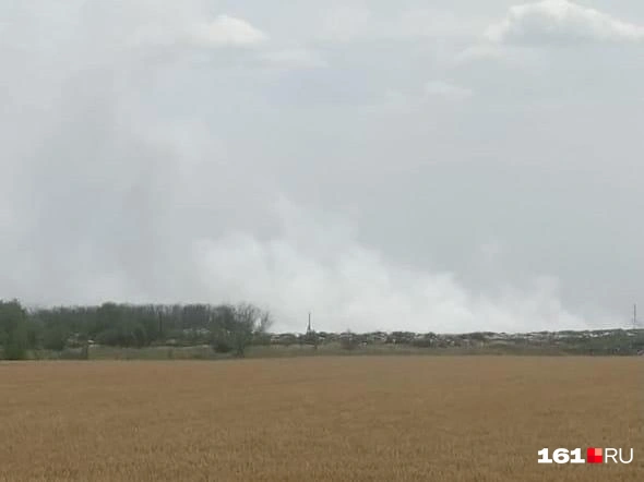 Дым от пожара на полигоне в Кагальницком районе 12 июня | Источник: читатель 161.RU