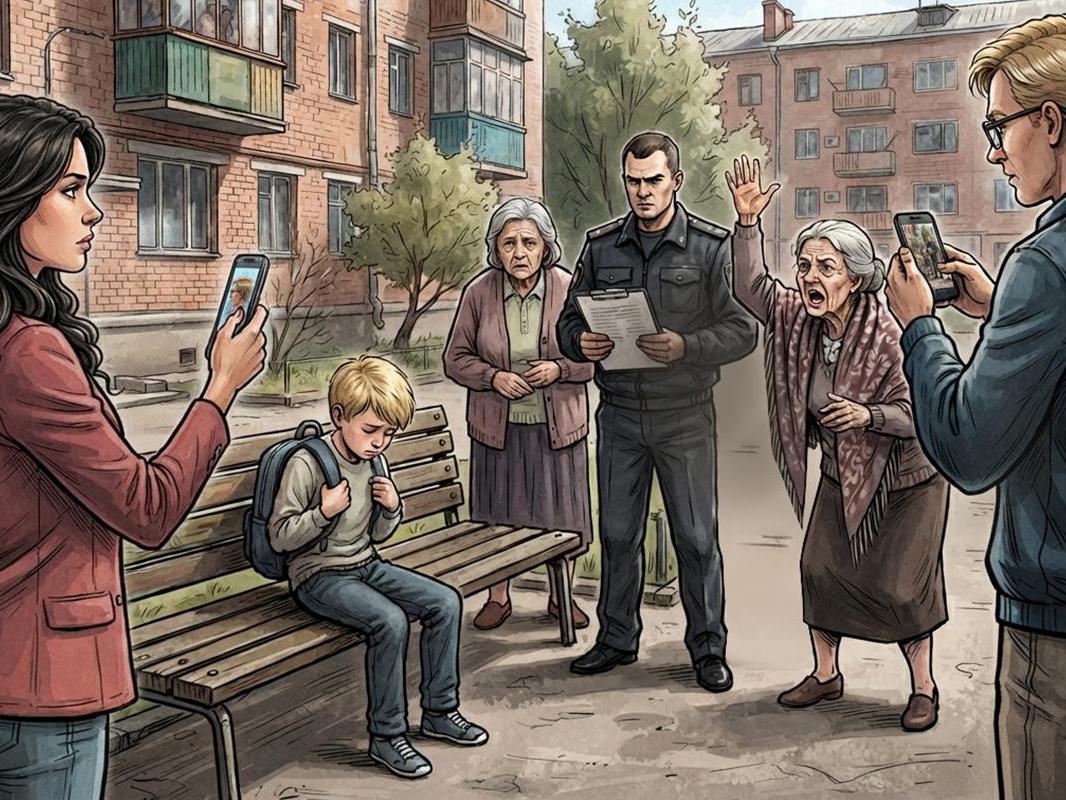 <p>Растерянный ребенок сбежал от галдящих взрослых</p>