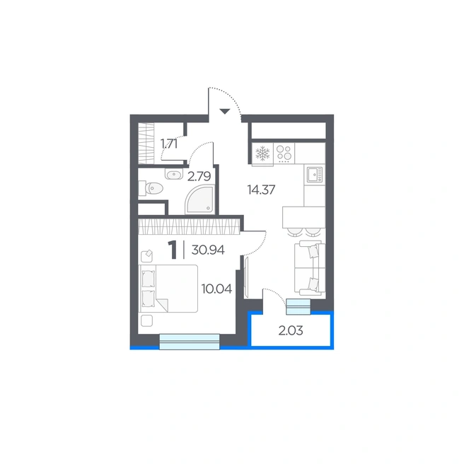 Квартира с просторной кухней-гостиной | Источник: ЖК «Новые горизонты»