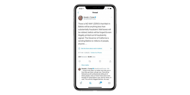Фото №1 - Twitter впервые пометил твит Дональда Трампа как fake news