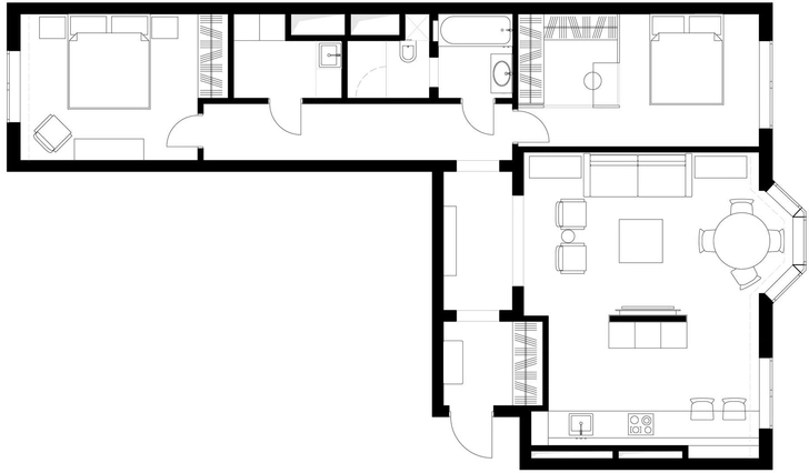 Новая классика в серых тонах: квартира 100 м² в Москве