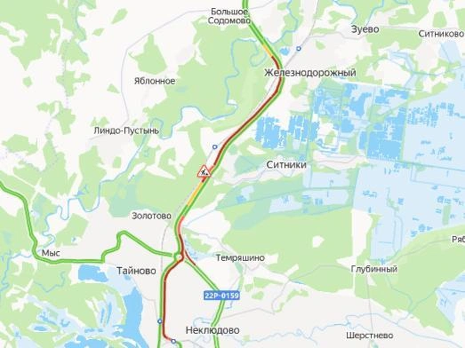 Пробки растянулись на несколько километров | Источник: Яндекс Карты