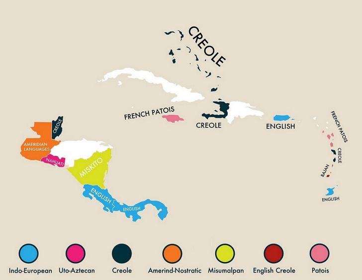 Карта: вторые самые распространенные языки мира