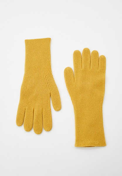 Желтые вязаные перчатки из шерсти