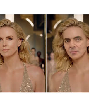 Лицо Шарлиз Терон в известной рекламе духов заменили на лицо мистера Бина (видео)