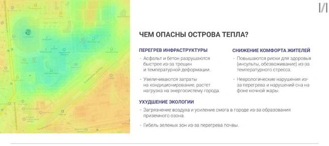 Удивительно, но стадион не стал очередным островом тепла | Источник: Институт градостроительства Краснодарского края