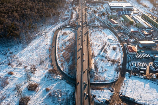 Участок Колтушского шоссе от проспекта Косыгина до КАД зимой | Источник: Дорожный комитет Ленобласти