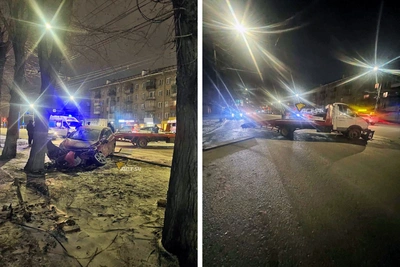 В Новосибирске Toyota врезалась в эвакуатор на месте аварии