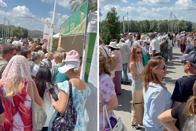 Омичи стоят в огромной очереди за бесплатной шурпой на Сабантуе