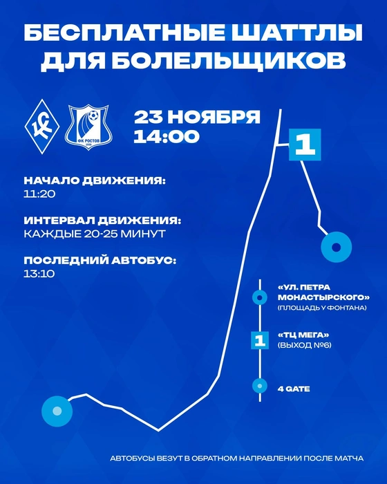 Можно будет уехать от ТЦ&nbsp;«Мега» и из Крутых Ключей | Источник: ПФК «Крылья Советов» 