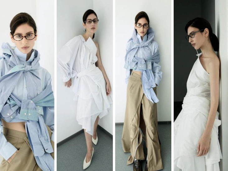 Капсула The Elusive idealМария КамбуроваВ последнее время я серьезно занялась своим ментальным здоровьем и столкнулась с темой хронической усталости и сильной тревожности. Недавно мне сказали: «Ты как в рубашке, которая застегнута на все пуговицы». После этого я поняла, что это и есть моя главная проблема и причина моей постоянной тревожности. Я, действительно, слишком много думаю о том, правильно ли я говорю, хорошо ли выгляжу в той или иной одежде, адекватны ли мои поступки и решения и что подумают обо мне люди. Рубашка, застегнутая на все пуговицы, — метафора закрытости и контроля. Желание показать себя с серьезной, строгой стороны ассоциируется у меня с офисной работой и стилем жизни. Странности и недостатки есть у всех — это и есть норма общества, униформа каждого человека.