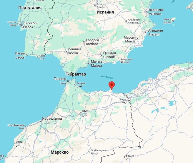 точкой обозначено расположение Мелильи | Источник: Google Maps
