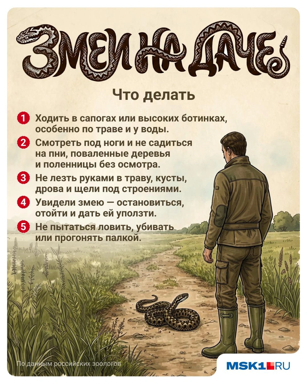 Змеи боятся людей, поэтому если их не трогать, то и они не станут нападать | Источник: Полина Авдошина / MSK1.RU
