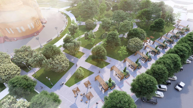 Судя по рендерам, улицу Гоголя хотят сделать частью Александровского сквера | Источник: Центр компетенций «Вяз»