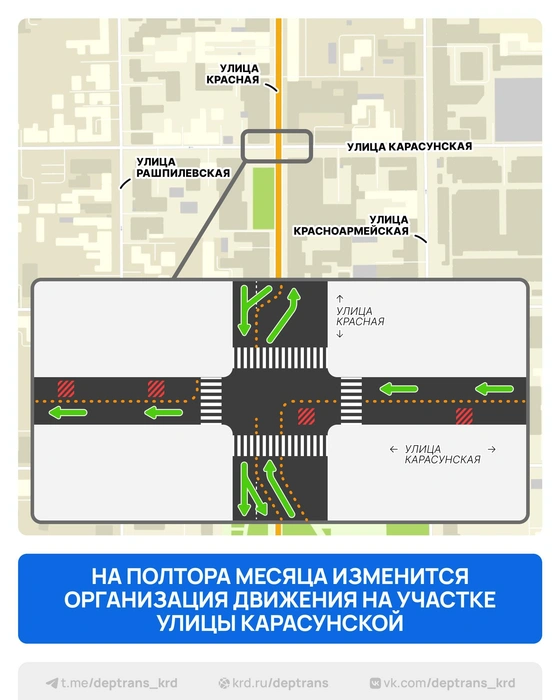Схема движения | Источник: Дептранс Краснодара / T.me
