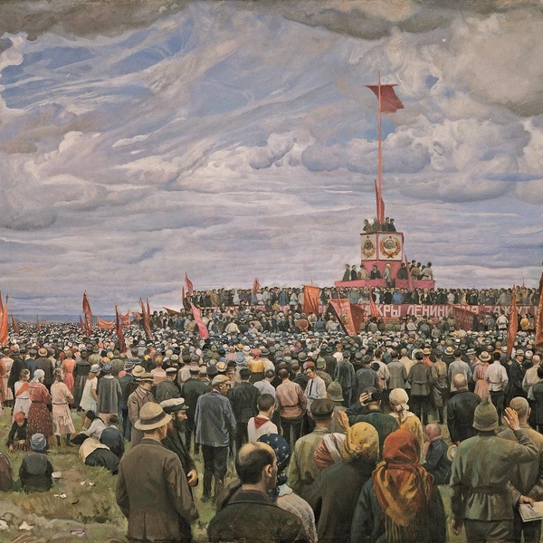 И.&nbsp;И.&nbsp;Бродский. Передача знамени парижских коммунаров московским рабочим. | Источник: Государственный Русский музей