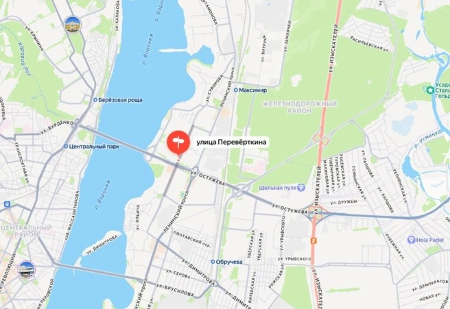 Улица Переверткина на карте Воронежа | Источник: Яндекс Карты / yandex.ru/maps