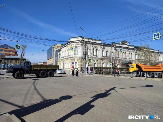 Перекрытые перед парадом дороги | Источник: Ксения Власова / «ИрСити»
