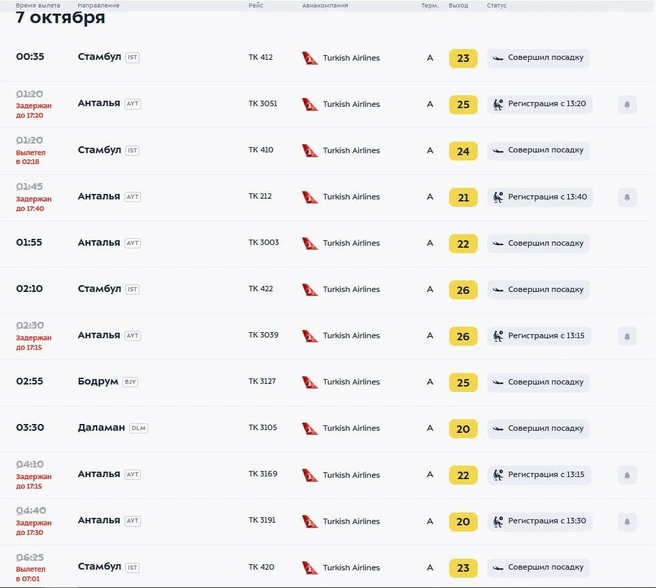 Массовая задержка рейсов Turkish Airlines из Москвы | Источник: Vnukovo.ru