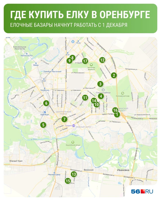 Отметили елочные базары на карте | Источник: Юрий Скулыбердин / Городские медиа