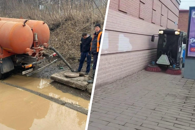 В разных частях города дорожники выполняют совершенно разную работу | Источник: Мэрия Красноярска / Telegram
