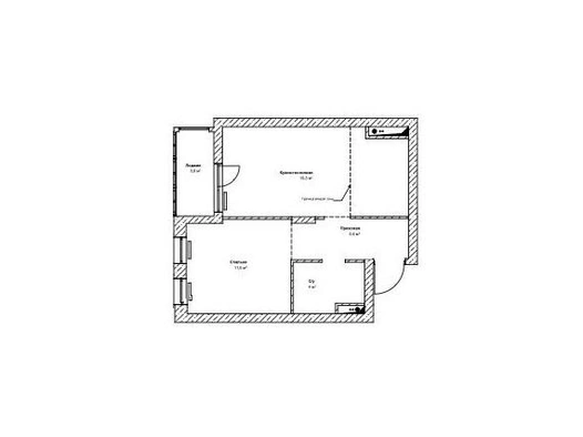 План квартиры 42 кв. м до и после. Проект Анастасии Лапицкой.