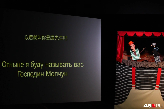На спектакле «Господин Молчун» были титры на китайском и русском | Источник: Надежда Тихомирова / 45.RU