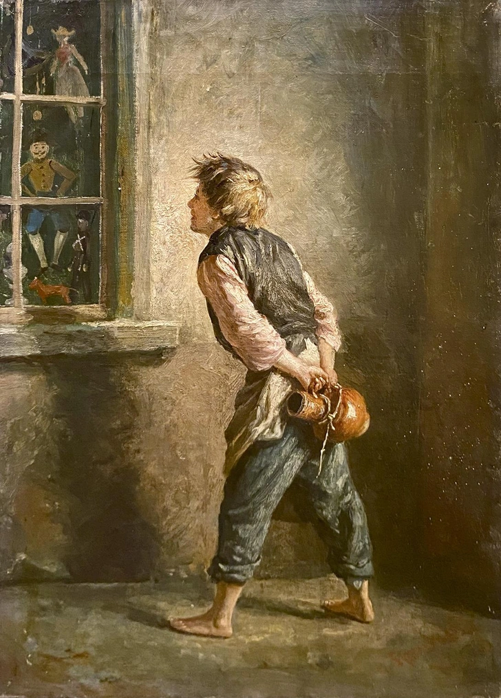 Сергей Грибков. «Мальчик у магазина игрушек». 1880. Собрание Коллекцiонер Клуба, Москва | Источник: пресс-служба выставки