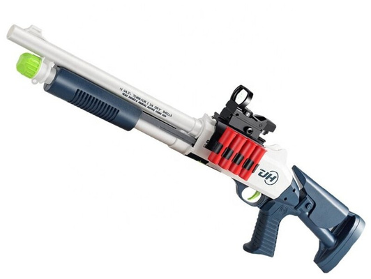 Игрушечный бластер, помповый дробовик ShotGun М1014 с прицелом, выбросом гильз и мягкими пулями Nerf Blaster