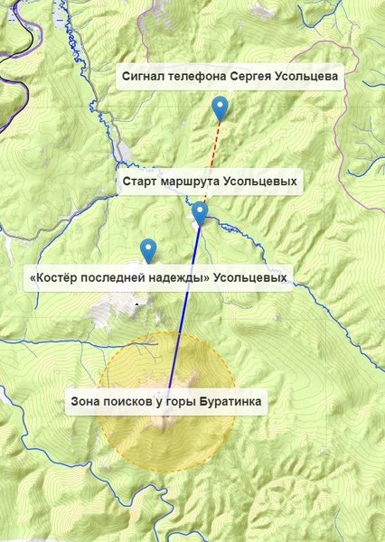 Семья направилась к югу от турбазы на горы Буратинка и Мальвинка