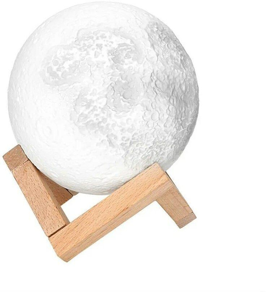 Светильник-ночник 3D-шар Луна на деревянной подставке с пультом управления