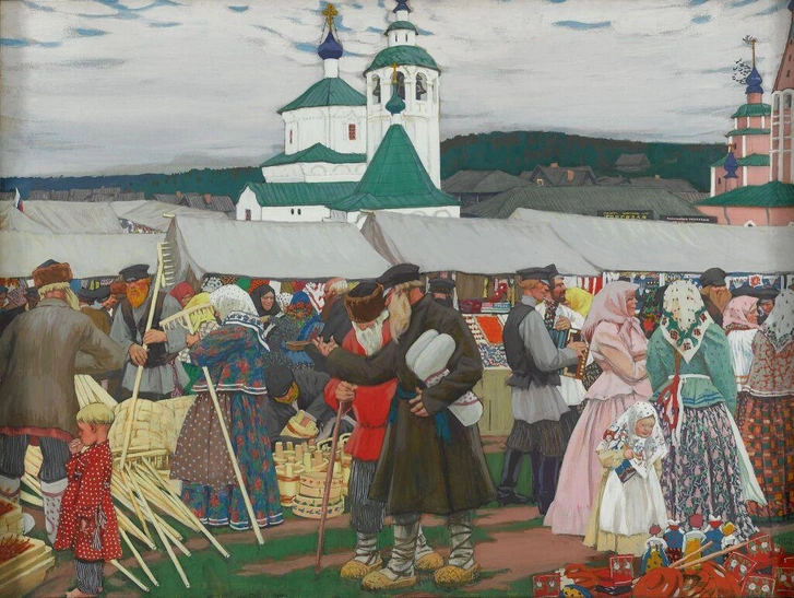 Б. М. Кустодиев. «Ярмарка», 1906. Государственная Третьяковская галерея. | Источник: Государственная Третьяковская галерея