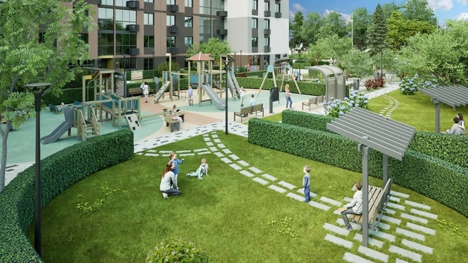 На эскизе изобразили кусты аля-английские лабиринты. Выглядит симпатично | Источник: «Самарские новостройки» / t.me