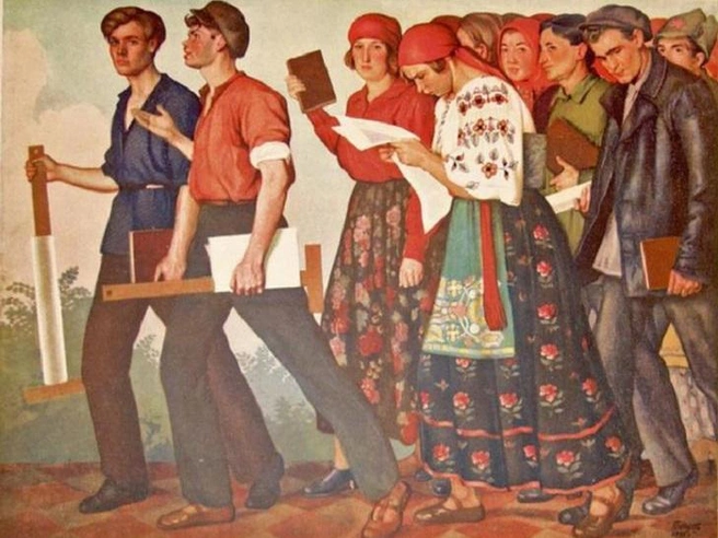 «Рабфаковцы», художник С. Прохоров, 1928 год. | Источник: vk.com