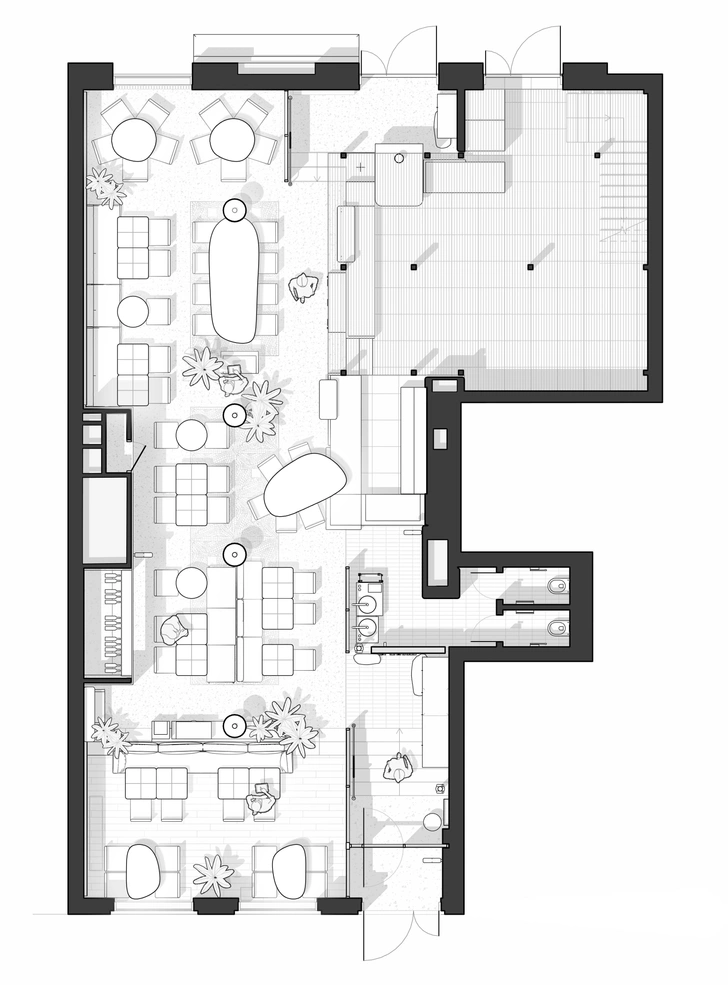 План кафе Di Nulla. Проект DA Bureau.
