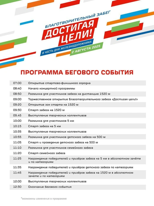 Программа забега | Источник: reg.russiarunning.com