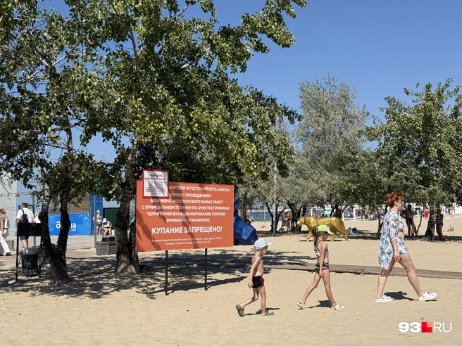 На всех пляжах стоят такие таблички | Источник: Валерия Дульская / 93.RU