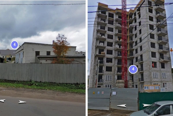Участок, принадлежащий частному бизнесмену, в 2010-м и в 2020 году | Источник: Yandex.ru / maps