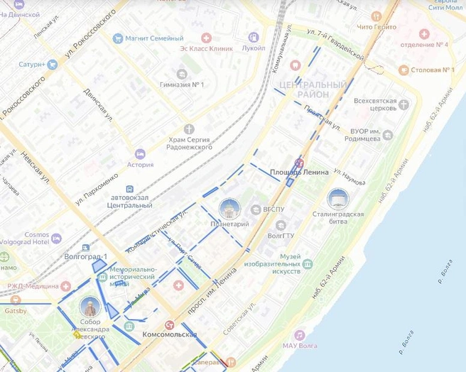Вот так выглядит на карте новая схема парковок | Источник: Volgaparking.ru