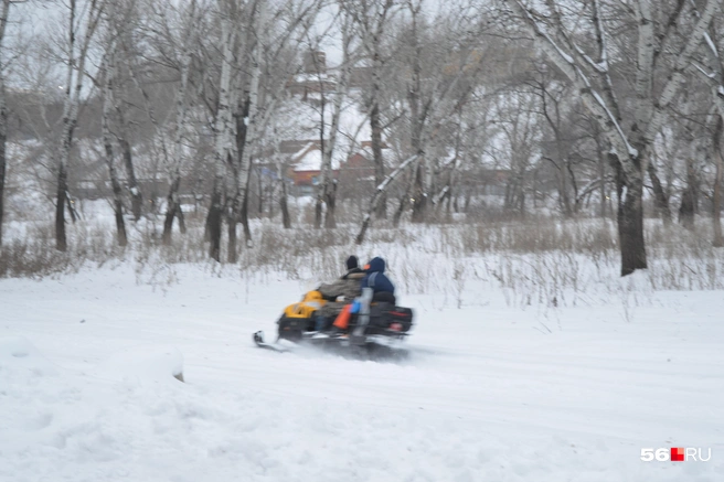 Можно встретить и любителей снегоходов | Источник: Анастасия Баринова / 56.RU