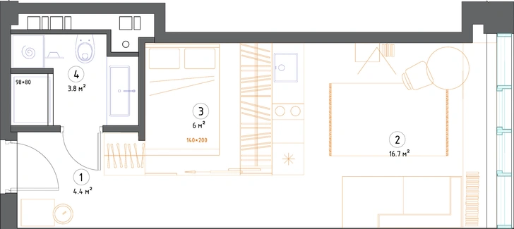 Короткий метр: студия 32 м² для молодой девушки (фото 13)