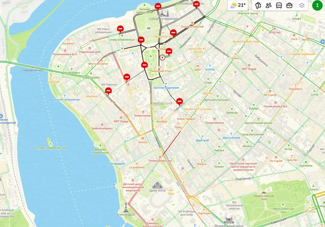 В центре города сложновато, но не критично | Источник: 2ГИС