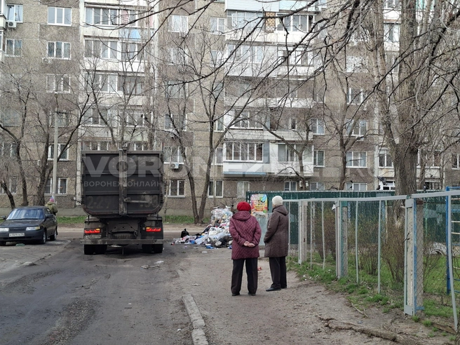 Местные жители собрались, чтобы посмотреть, как мусор наконец-то вывезут | Источник: Алёна Воропаева / Voronezh1.ru