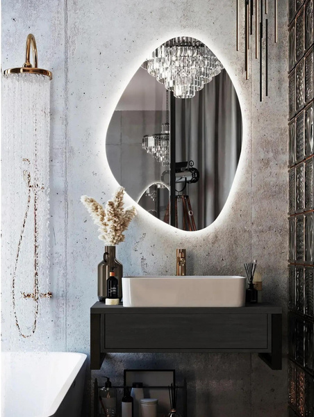 Ассиметричное зеркало для ванной, «Леруа Мерлен»