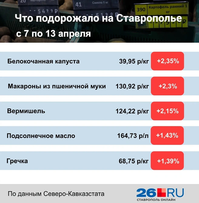 Статистика цен на продукты | Источник: Дарья Гранкина / 26.RU